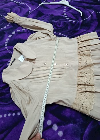 Bej Vintage Kadın Keten Gömlek - Görsel 4