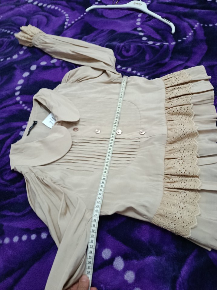 Bej Vintage Kadın Keten Gömlek - Görsel 4