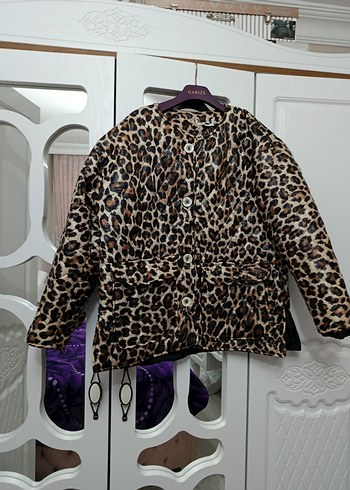 Kürklü Leopar Desenli Kadın Ceket - Görsel 4