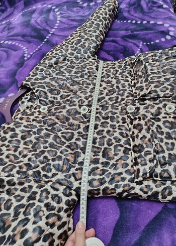 Kürklü Leopar Desenli Kadın Ceket - Görsel 5