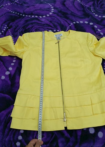 Sarı Fermuarlı Midi Ceket - Görsel 6