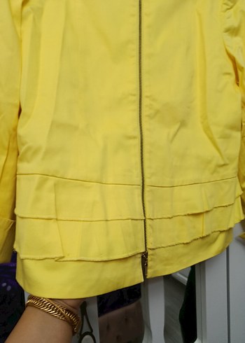 Sarı Fermuarlı Midi Ceket - Görsel 8