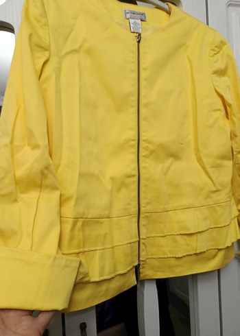 Sarı Fermuarlı Midi Ceket - Görsel 3