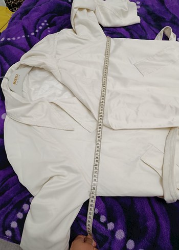 Beyaz Midi Keten Kadın Trençkot - Görsel 7