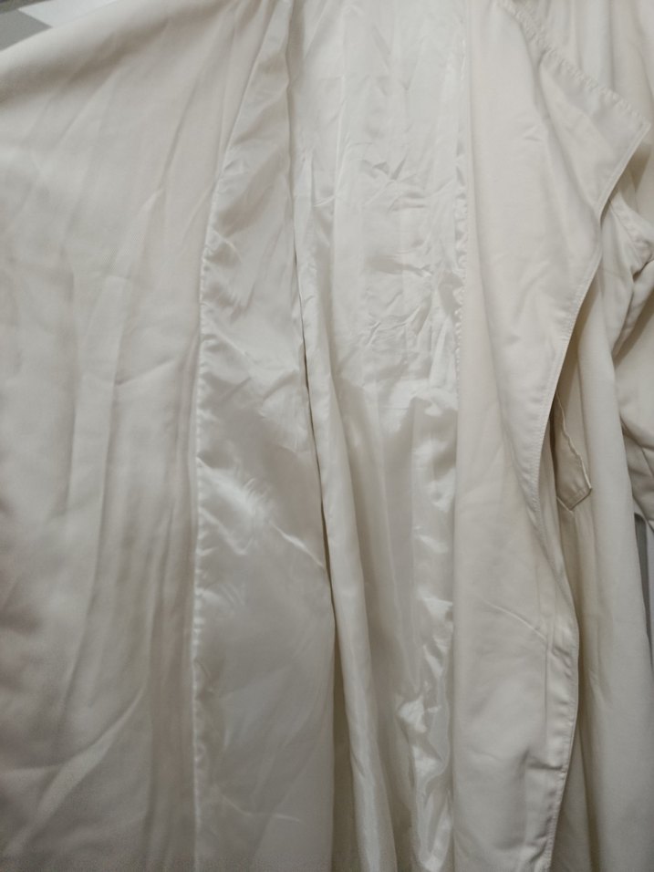 Beyaz Midi Keten Kadın Trençkot - Görsel 4