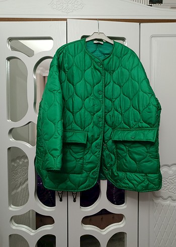 Düğmeli Yeşil Midi Kadın Mont - Görsel 3