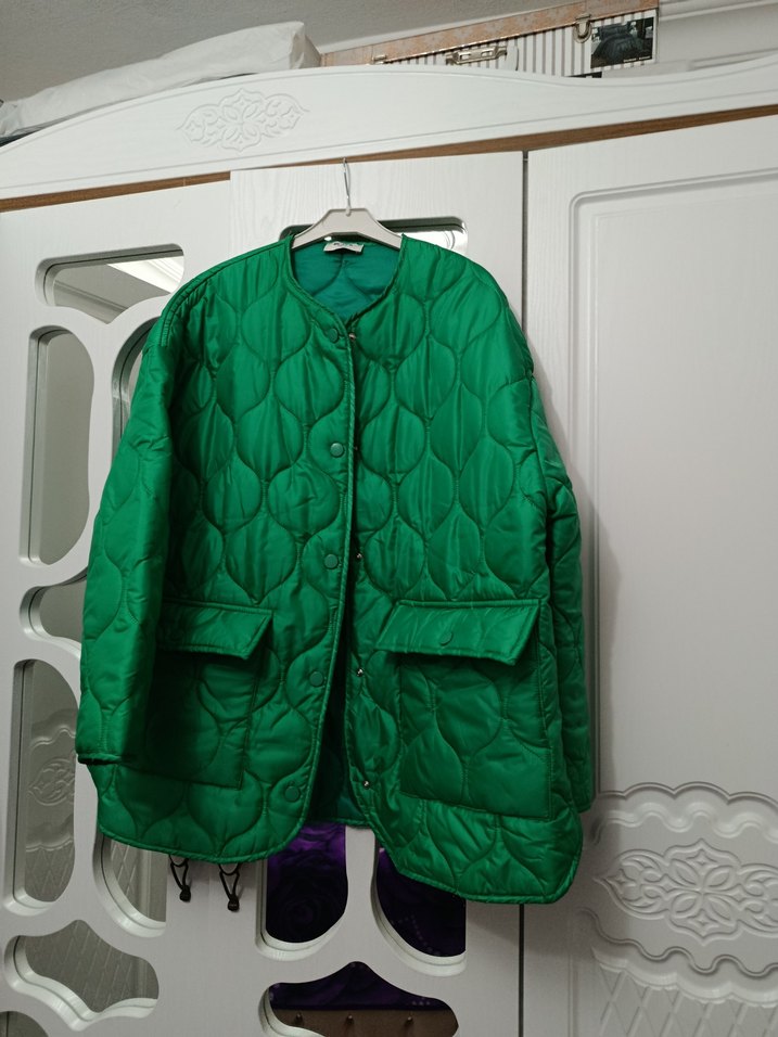 Düğmeli Yeşil Midi Kadın Mont - Görsel 2