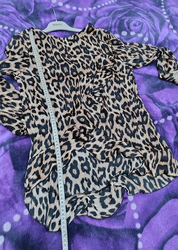 Leopar Desenli Uzun Kollu Kadın Bluz - Görsel 4