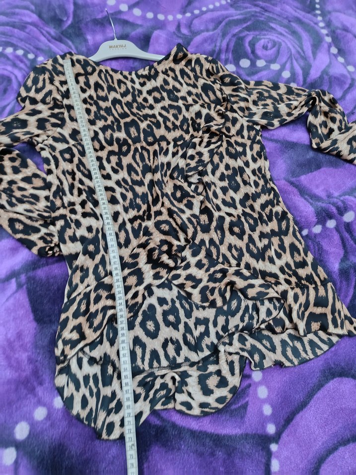 Leopar Desenli Uzun Kollu Kadın Bluz - Görsel 4