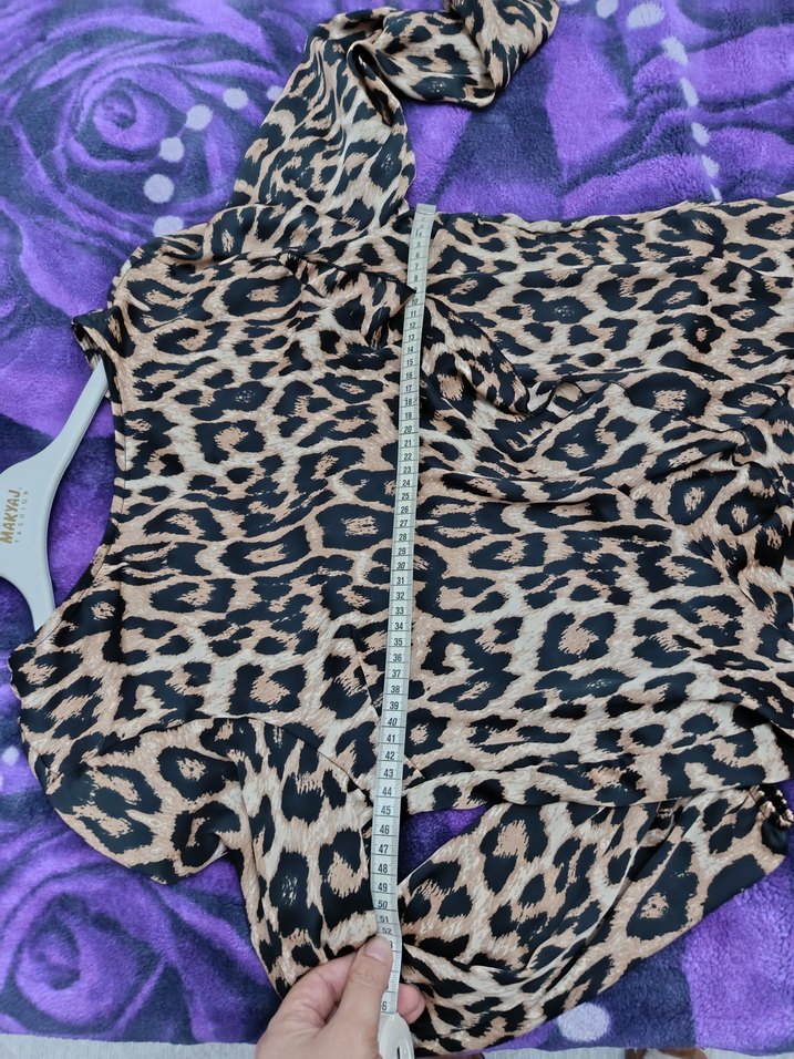 Leopar Desenli Uzun Kollu Kadın Bluz - Görsel 5