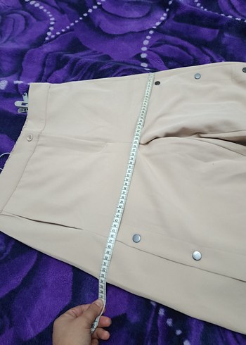 Düğmeli Bej Kadın Kumaş Pantolon - Görsel 7