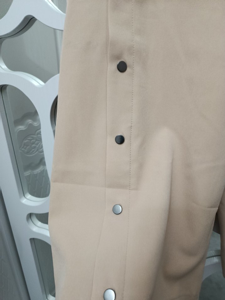 Düğmeli Bej Kadın Kumaş Pantolon - Görsel 5