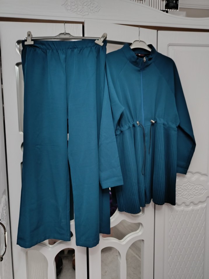 Mavi Uzun Kollu Piliseli Kadın Takım - Görsel 4