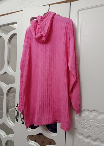 Pembe Uzun Kesim Kadın Ceket - Görsel 5