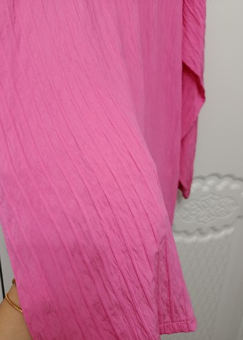 Pembe Uzun Kesim Kadın Ceket - Görsel 3