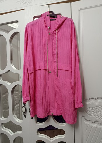 Pembe Uzun Kesim Kadın Ceket - Görsel 2