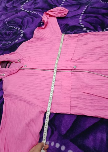 Pembe Uzun Kesim Kadın Ceket - Görsel 8