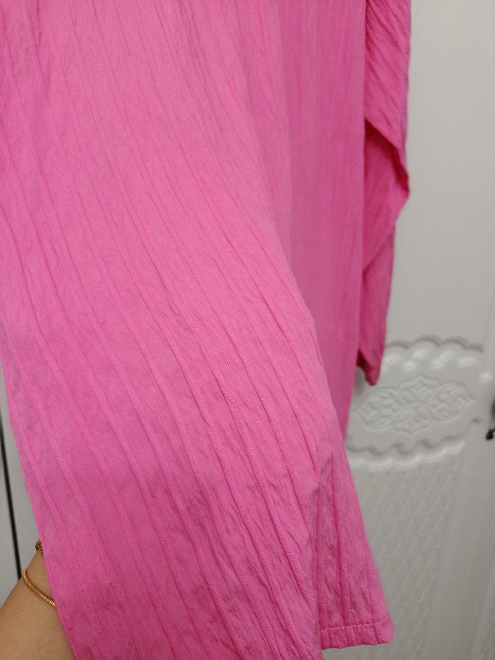 Pembe Uzun Kesim Kadın Ceket - Görsel 3