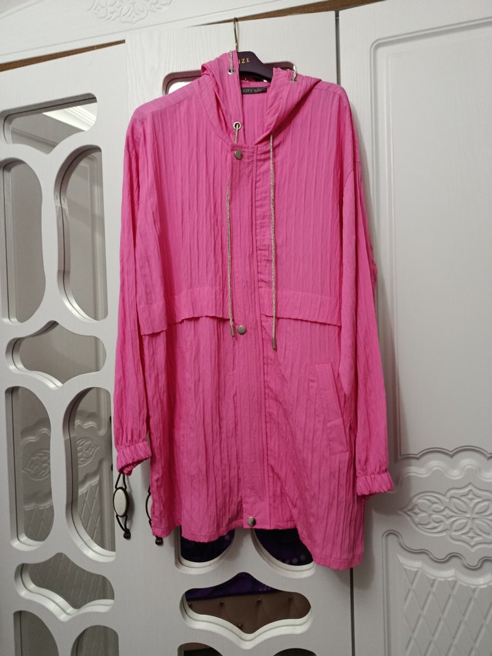 Pembe Uzun Kesim Kadın Ceket - Görsel 2