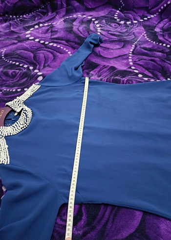 Uzun Lacivert Fırfırlı Tunik - Görsel 4