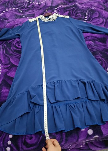 Uzun Lacivert Fırfırlı Tunik - Görsel 5