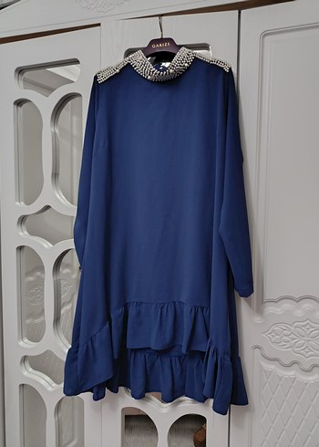 Uzun Lacivert Fırfırlı Tunik - Görsel 3