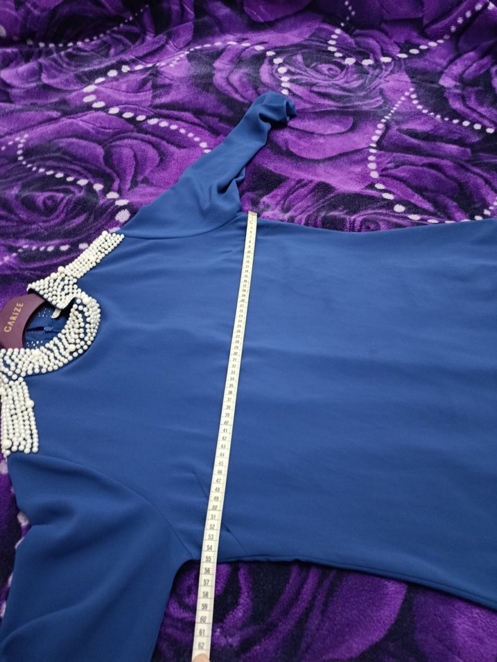 Uzun Lacivert Fırfırlı Tunik - Görsel 4