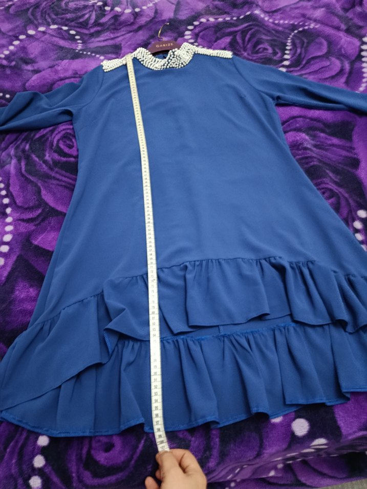 Uzun Lacivert Fırfırlı Tunik - Görsel 5