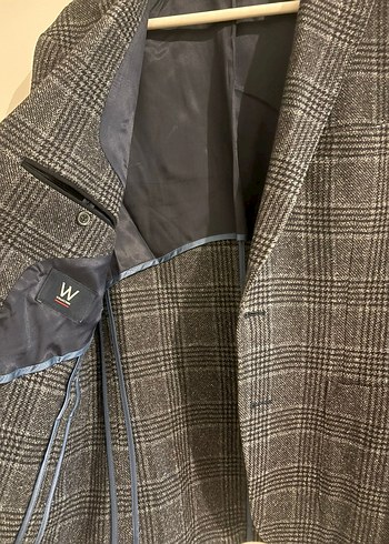 W Collection - Lacivert ekose yun ceket - Görsel 2