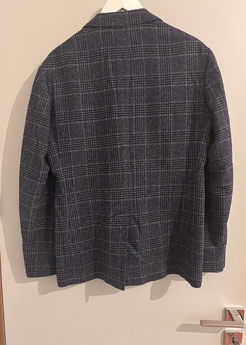 W Collection - Lacivert ekose yun ceket - Görsel 4