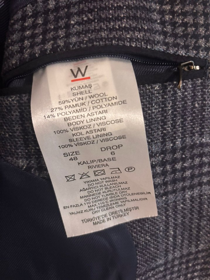 W Collection - Lacivert ekose yun ceket - Görsel 3