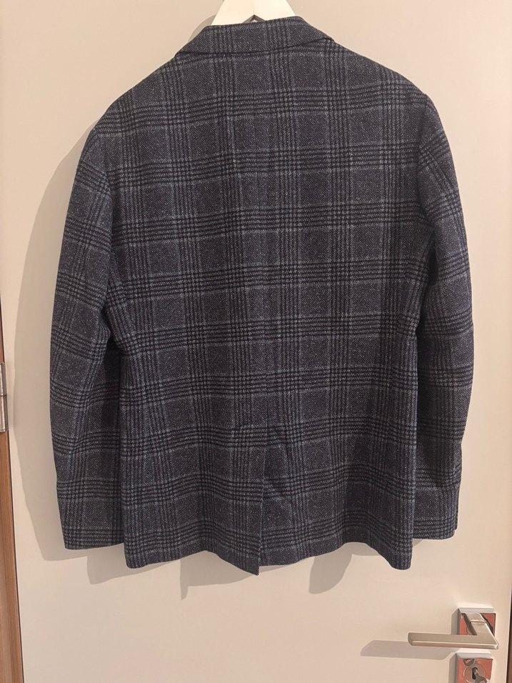 W Collection - Lacivert ekose yun ceket - Görsel 4