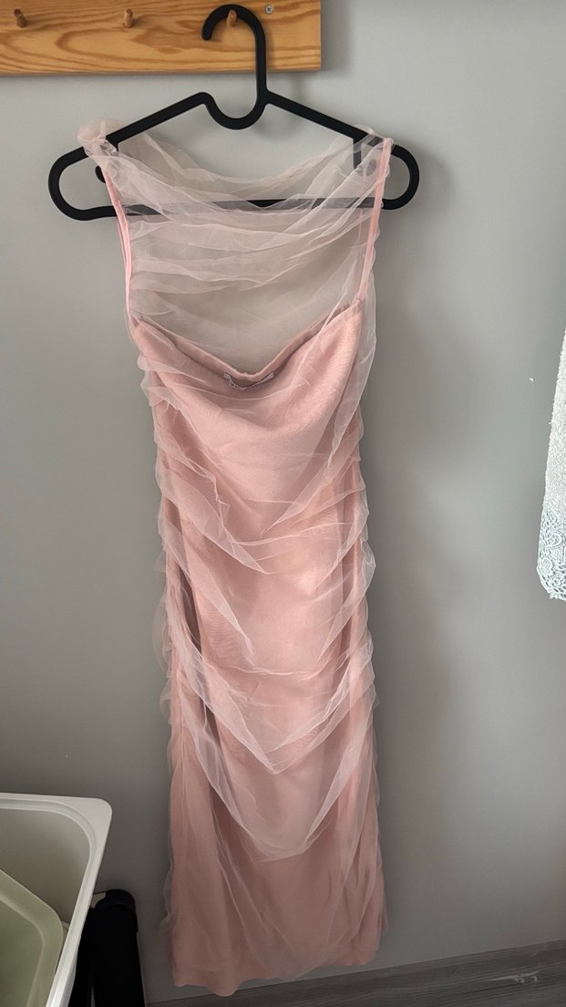 Kontrast Tül Detaylı Triko Elbise - Görsel 2