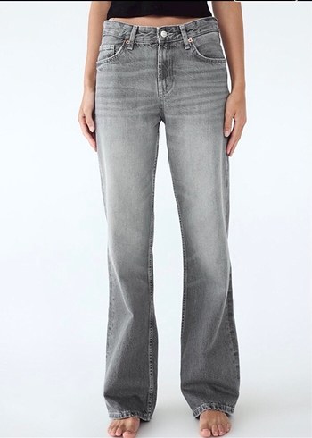 Gri Normal Kesim Kadın Denim Pantolon