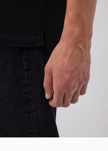 s/m Beden siyah Renk Siyah Erkek Kısa Kollu Denim Tişört