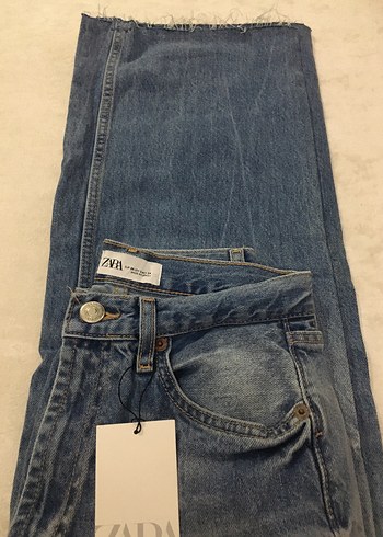 Gri Mavi Bağlama Desenli Bol Kesim Denim Pantolon - Görsel 6