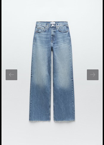 Gri Mavi Bağlama Desenli Bol Kesim Denim Pantolon - Görsel 3