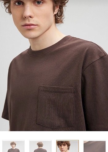 Erkek Kahverengi Denim Tişört - Görsel 3