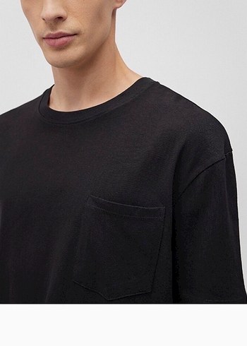 Erkek Siyah Denim Kısa Kollu Tişört - Görsel 3