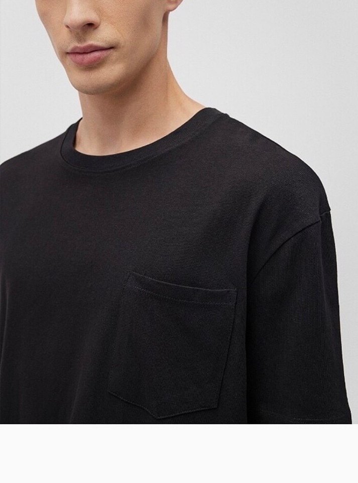 Erkek Siyah Denim Kısa Kollu Tişört - Görsel 3