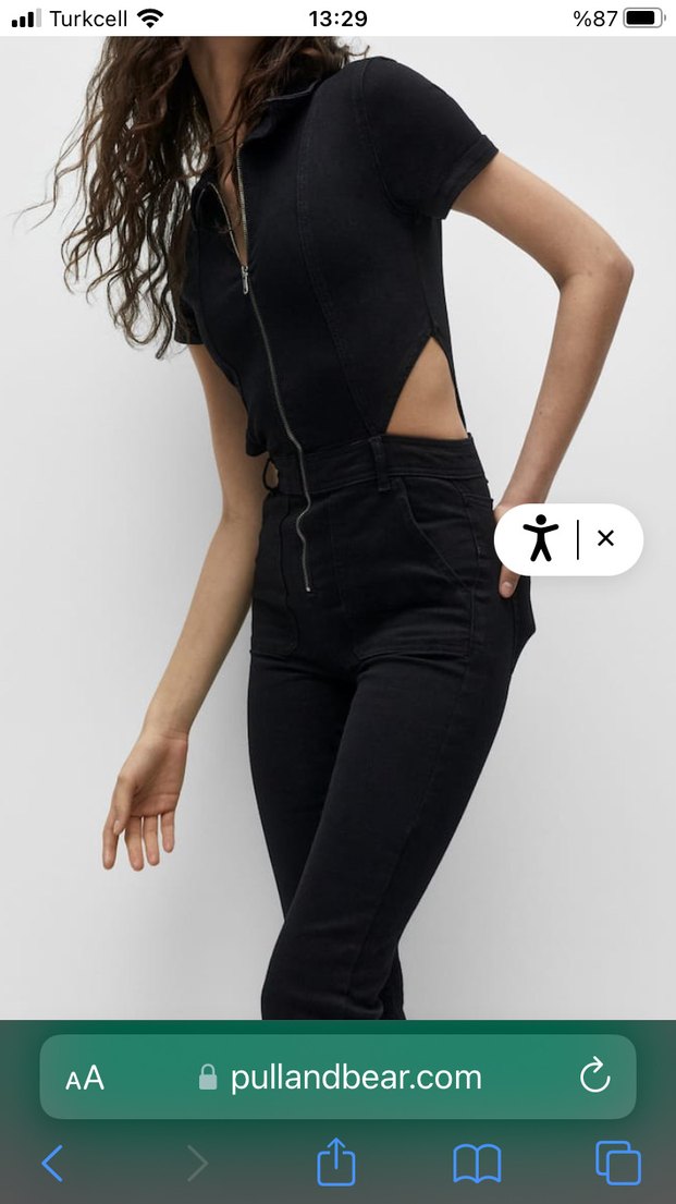 Pull and bear Siyah Regular Fit Kadın tulum - Görsel 3