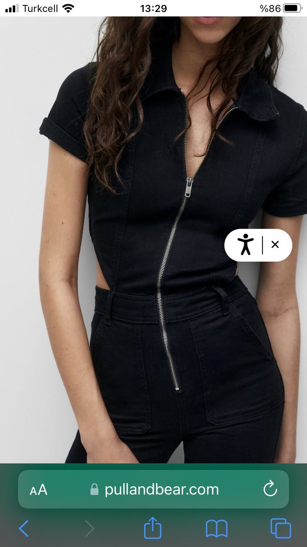 Pull and bear Siyah Regular Fit Kadın tulum - Görsel 2