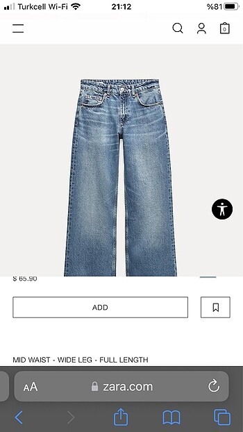 Zara kot pantolon