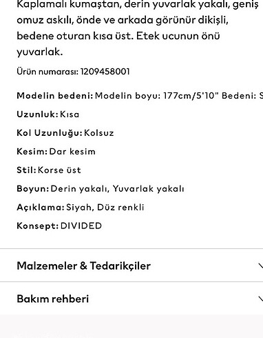 H&M H&M deri korse üst