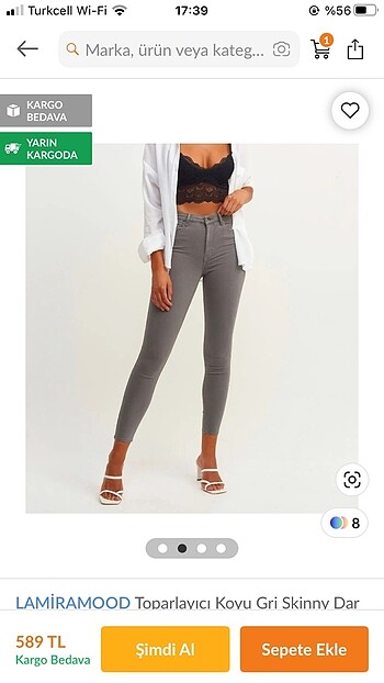Trendyol & Milla Koyu gri skinny pantolon