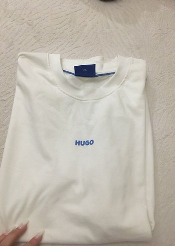 Hugo Boss Orjinal Hugo Beyaz Bisiklet Yaka Tisort