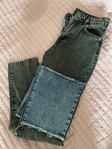 Farklı kumaşlı jean pantolon