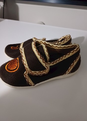Kahverengi Erkek Çocuk Sıcak Terlik Velcro