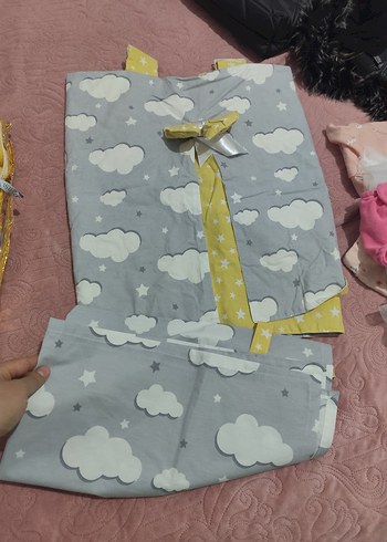 Gri Bulut Desenli Çocuk Uyku Seti - Görsel 3