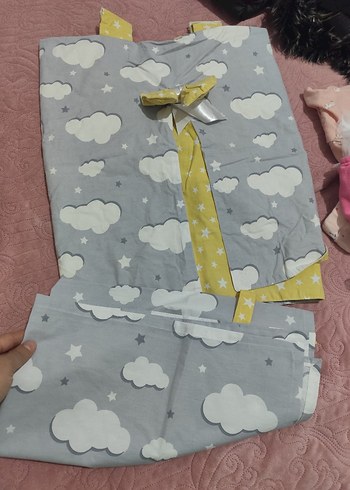 Gri Bulut Desenli Çocuk Uyku Seti - Görsel 4